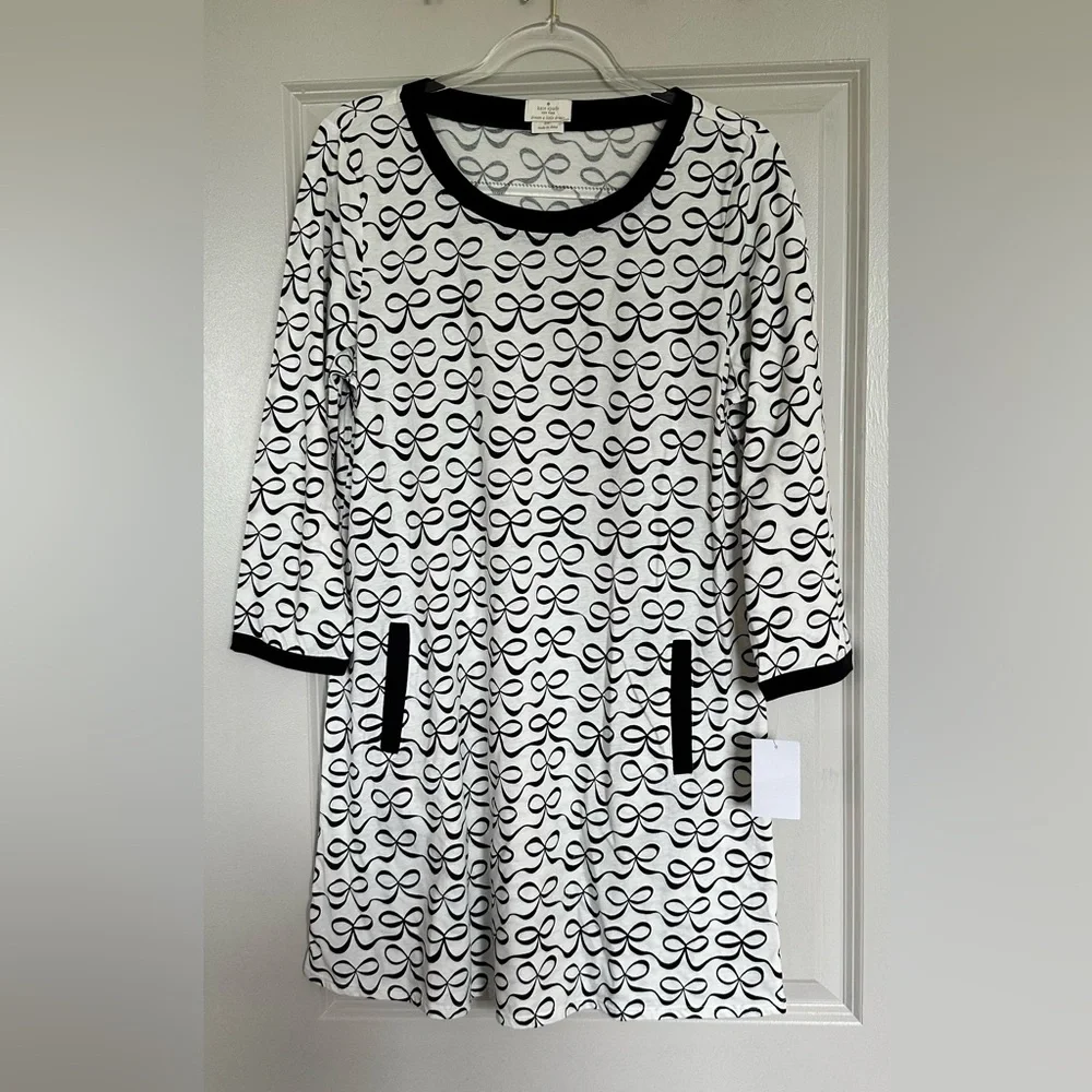 NWT! Kate Spade Dream a Little Dream Sleep Shirt Nightgown Black/White B…